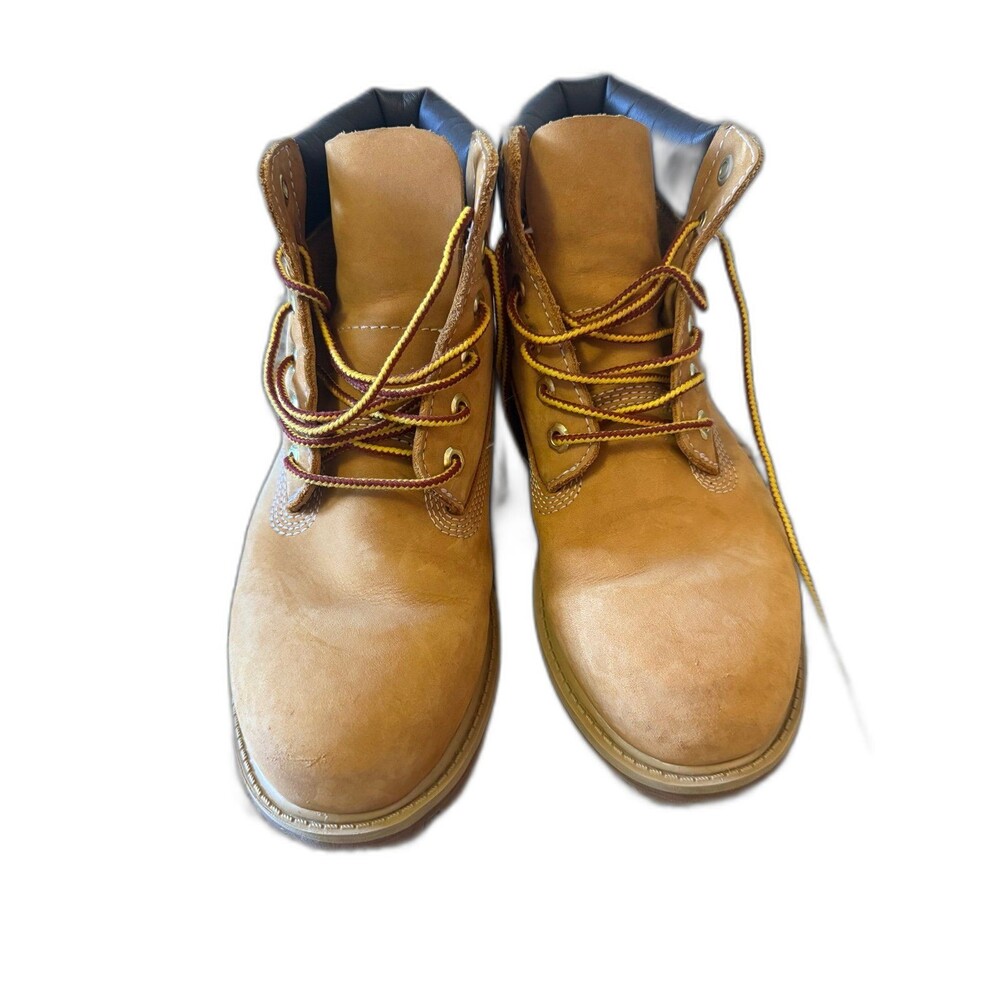 Timberland Premium 6 Inch Waterproof Boots Color Wheat Nubuck Size 3 Juniors.